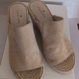 Caslon Nordstrom Lea Wedge Sandals Blush Suede Sz 5